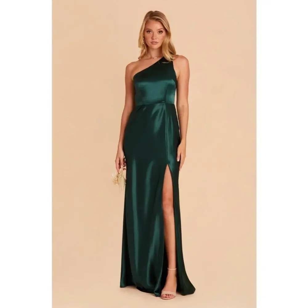 Birdy‎ Grey Emerald Green Satin One Shoulder Maxi Dress XXL Formal Bridesmaid